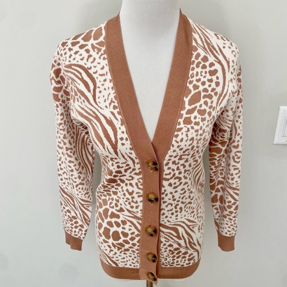 Mixed Animal Print Boyfriend Cardigan - Picture 3 of 12